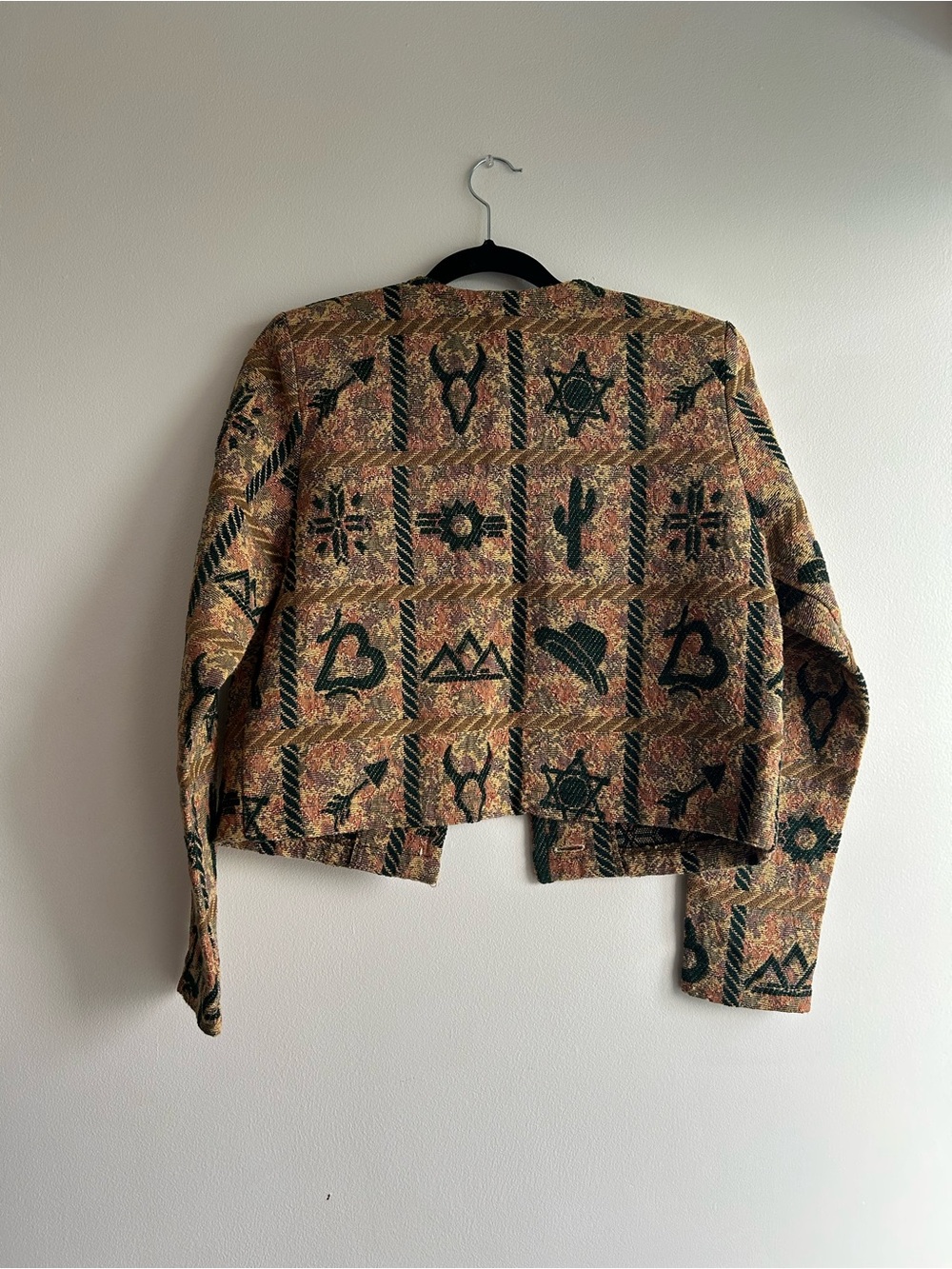 Vintage Multicolor Southwestern Cropped Jean Jacket